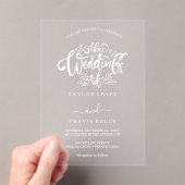 Elegante Kalligraphie White Acrylic Wedding Einlad Acryleinladungen (Insitu (Handheld))