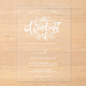 Elegante Kalligraphie White Acrylic Wedding Einlad Acryleinladungen (Vorderseite)