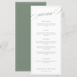 Elegante Kalligraphie White and Sage Classic Weddi Menükarte