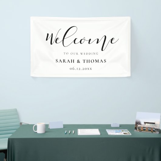 Elegante Kalligraphie Willkommen bei unserer Hochz Banner (Messeveranstaltung)