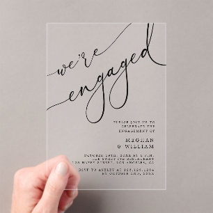 Elegante Kalligraphie Wir sind Verlobte Engagement Acryleinladungen