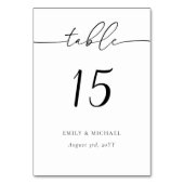 Elegante Kalligraphiebezeichnungen & Hochzeitsterm Tischnummer (Rückseite)