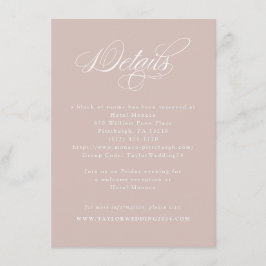 Elegante kalligraphische Dusty Pink Wedding Detail Begleitkarte