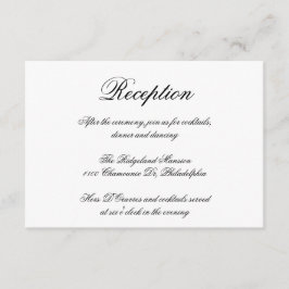 Elegante kalligraphische formale Hochzeitsempfehlu Begleitkarte