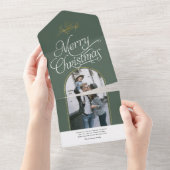 Elegante kalligraphische grüne Weihnachtskarte All In One Einladung (Abreißen)