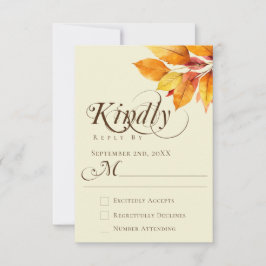 Elegante kalligraphische Herbstlaube Hochzeit RSVP Karte