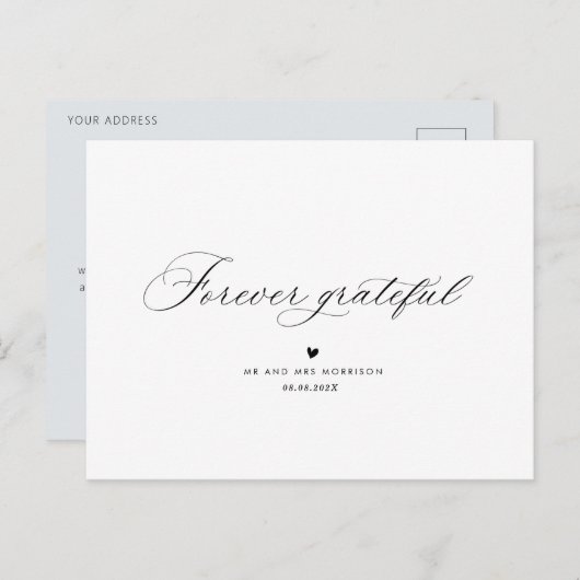elegante kalligraphische Hochzeit danke Postkarte (Vorne/Hinten)