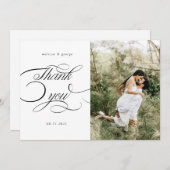 elegante kalligraphische Hochzeit Dankeschön Karte (Vorne/Hinten)