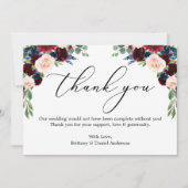 Elegante kalligraphische Hochzeit der Wasserfarben Dankeskarte (Vorderseite)