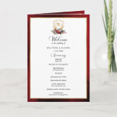 Elegante kalligraphische Hochzeit Rot und Gold Programm (Vorderseite)