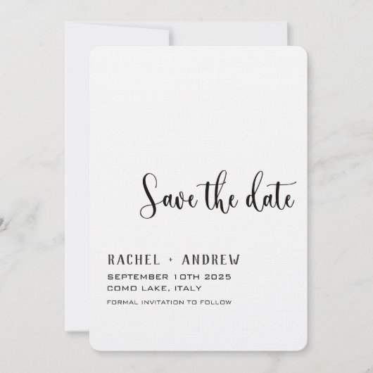 Elegante kalligraphische Hochzeit Speichern Sie da Save The Date (Vorderseite)