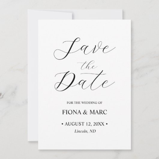 Elegante kalligraphische Hochzeit speichern Sie di Save The Date (Vorderseite)