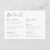 Elegante kalligraphische Hochzeitdetails Begleitkarte (Vorderseite)