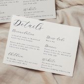 Elegante kalligraphische Hochzeitdetails Begleitkarte