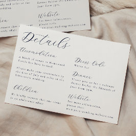 Elegante kalligraphische Hochzeitdetails Begleitkarte