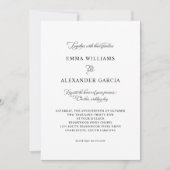 Elegante kalligraphische Hochzeitdetails Schwarz & Einladung (Vorderseite)