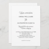 Elegante kalligraphische Hochzeitdetails Schwarz & Einladung (Vorne/Hinten)