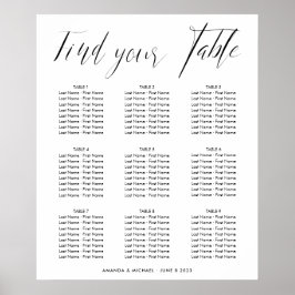 Elegante kalligraphische Hochzeitstabelle Poster