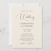 Elegante kalligraphische Minimalistische Elfenbein Einladung (Vorderseite)