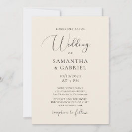 Elegante kalligraphische Minimalistische Elfenbein Einladung