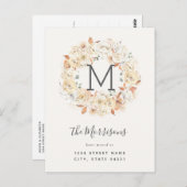 Elegante kalligraphische Rose New Address Moving Postkarte (Vorne/Hinten)