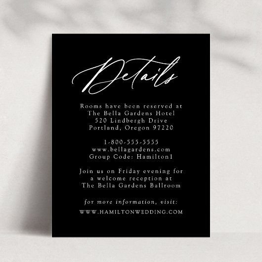 Elegante kalligraphische Schwarz-Weiß-Details Begleitkarte