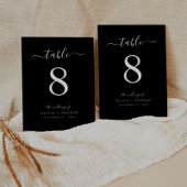 Elegante kalligraphische Schwarz-Weiß-Farbhochzeit Tischnummer