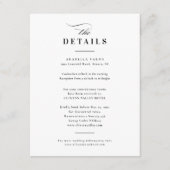 Elegante kalligraphische Schwarz-Weiß-Hochzeitsdet Begleitkarte (Vorderseite)