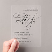 Elegante kalligraphische Schwarz-Weiß-Monogramm-Ho Acryleinladungen (Insitu (Handheld))