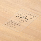 Elegante kalligraphische Schwarz-Weiß-Monogramm-Ho Acryleinladungen (Ablage )