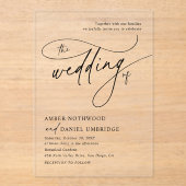 Elegante kalligraphische Schwarz-Weiß-Monogramm-Ho Acryleinladungen (Vorderseite)