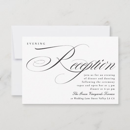 Elegante kalligraphische Schwarze Krawatte Hochzei Einladung (Vorderseite)