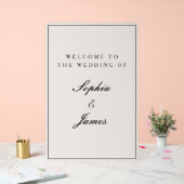 Elegante kalligraphische Schwarze Rahmen Begrüßung Acrylschild (Hochzeit)