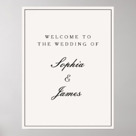 Elegante kalligraphische Schwarze Rahmen Begrüßung Poster