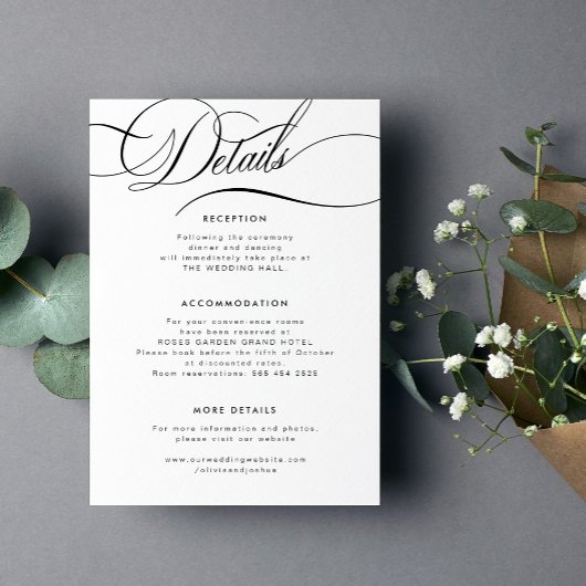 Elegante kalligraphische Skripte Gasthochzeit Deta Begleitkarte