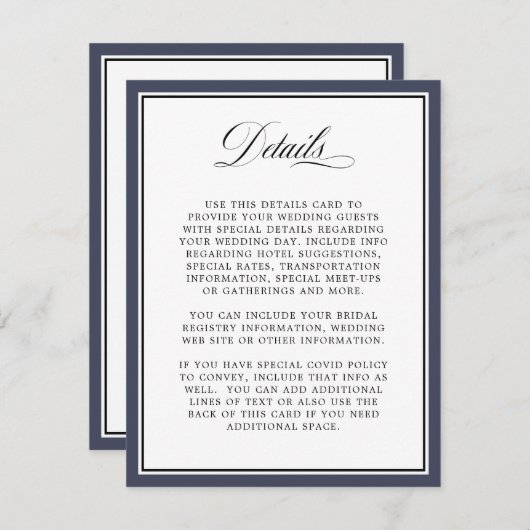 Elegante kalligraphische Skripteindrücke für Hochz Begleitkarte (Vorne/Hinten)