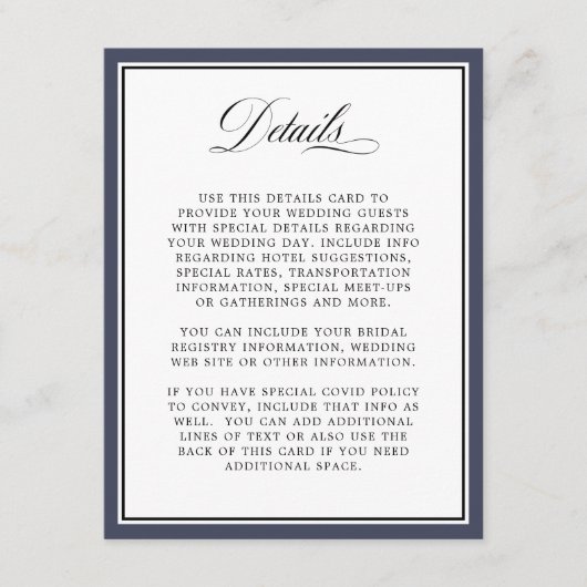 Elegante kalligraphische Skripteindrücke für Hochz Begleitkarte (Vorderseite)