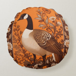 Elegante Kanadagans, inspiriert von William Morris Rundes Kissen