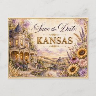 Elegante Kansas Save-the-Date-Hochzeits-Einladung Postkarte