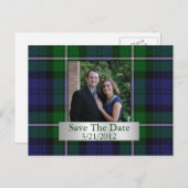 Elegante Kariert Save the Date Postkarte (Vorne/Hinten)
