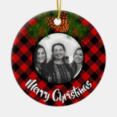 Elegante karierte Pineconfoto-Vorlage Keramik Ornament (Vorne)