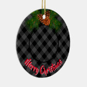 Elegante karierte Pineconfotovorlage Keramik Ornament (Rechts)