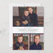 Elegante Karierte Rot-Tartan-FotoCollage Feiertagskarte (Vorderseite)