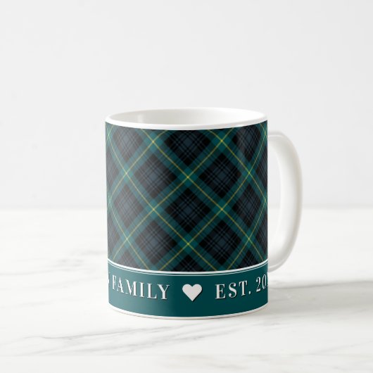 Elegante Karierte Tartan Hunter Green Kaffeetasse (VorderseiteRechts)