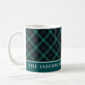Elegante Karierte Tartan Hunter Green Kaffeetasse (Links)