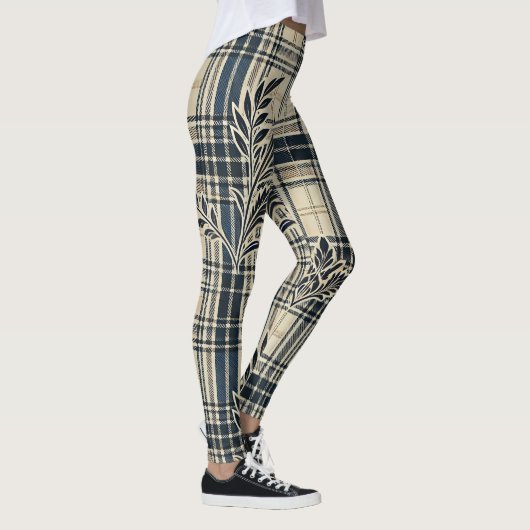Elegante Karierte und florale Leggings (Rechts)