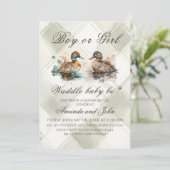 Elegante Karierte Waddle Es wird Enten Geschlecht Einladung (Stehend Vorderseite)