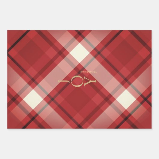 Elegante Karierte Weihnachten Geschenkpapier Set (Vorderseite 3)