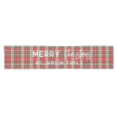 Elegante Karierte Weihnachtsfamilie Zuhause Kurzer Tischläufer (Horizontal)