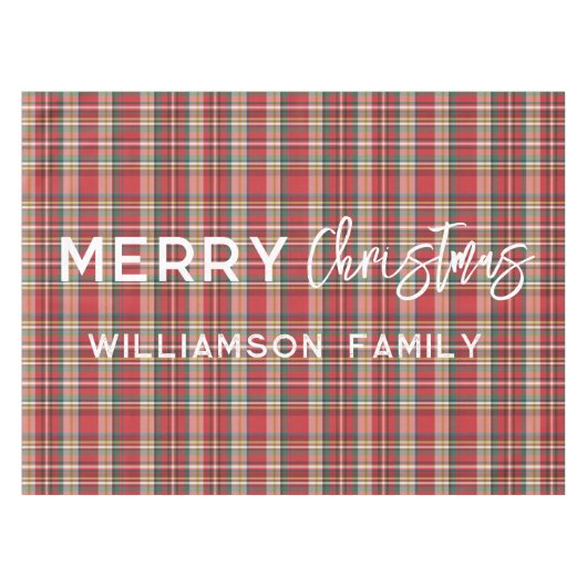 Elegante Karierte Weihnachtsfamilie Zuhause Tischdecke (Vorderseite (Horizontal))